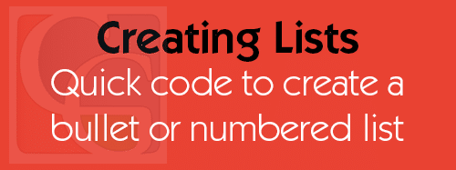 Creating Lists through HTML Code