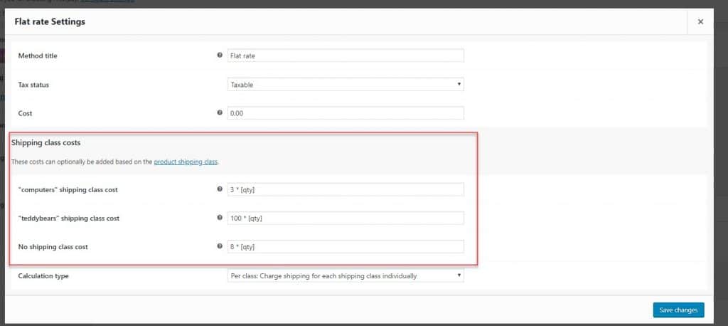 WooCommerce Shipping Classes